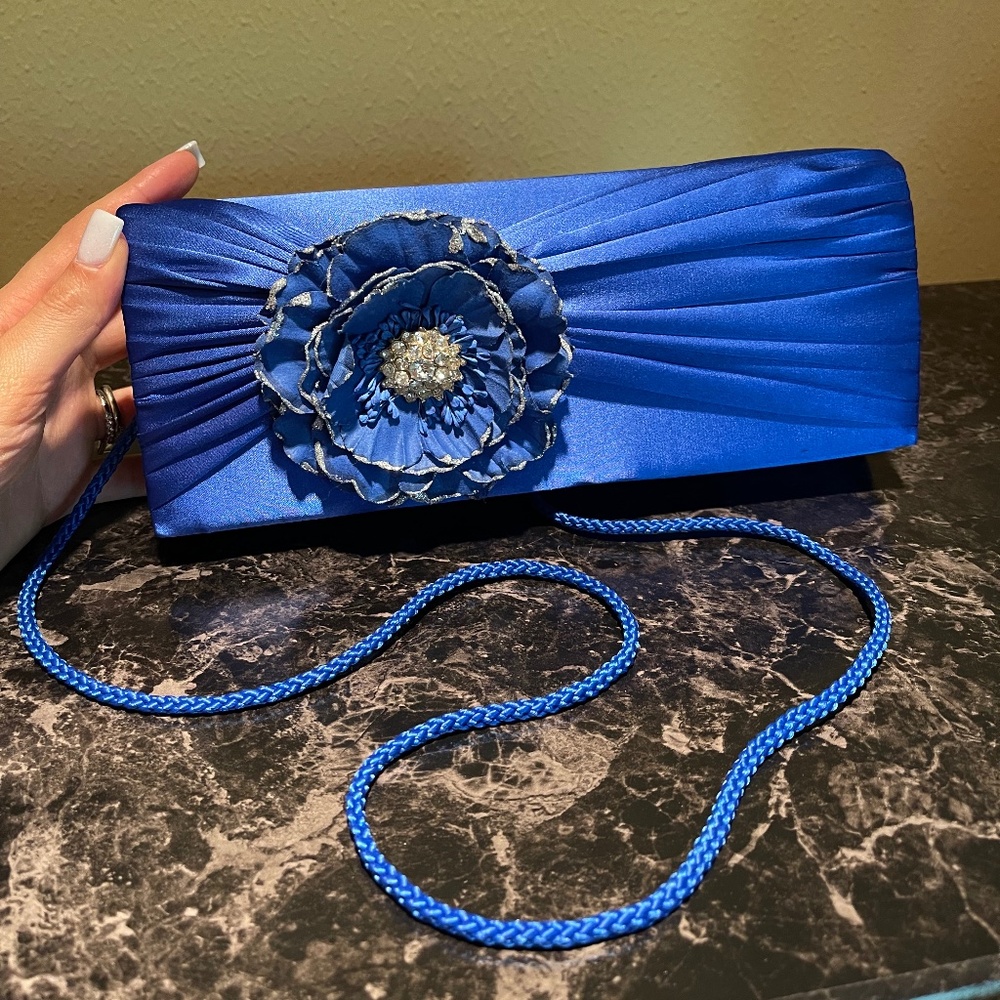 Royal Blue Floral Clutch
